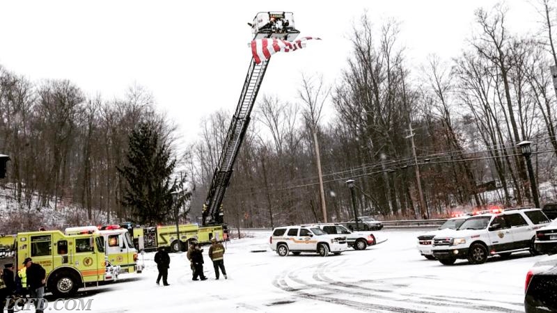 Carmel Fire Department's 12-5-1 Flying the American Flag for the funeral procession of Chuck Flickinger 
1/7/17